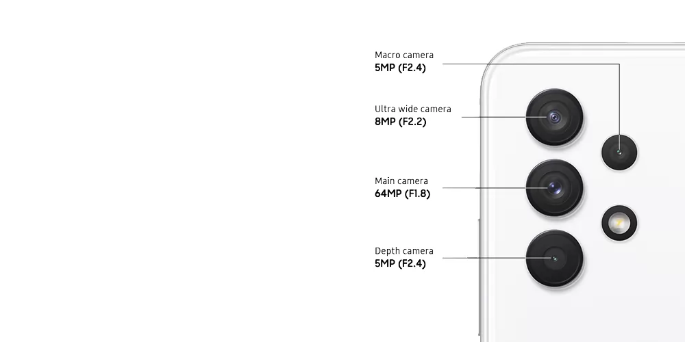 مشخصات دوربین گوشی موبايل سامسونگ مدل گلکسی A32 دو سیم کارت - ظرفیت 128 گیگابایت - رم 6 گیگابایت 